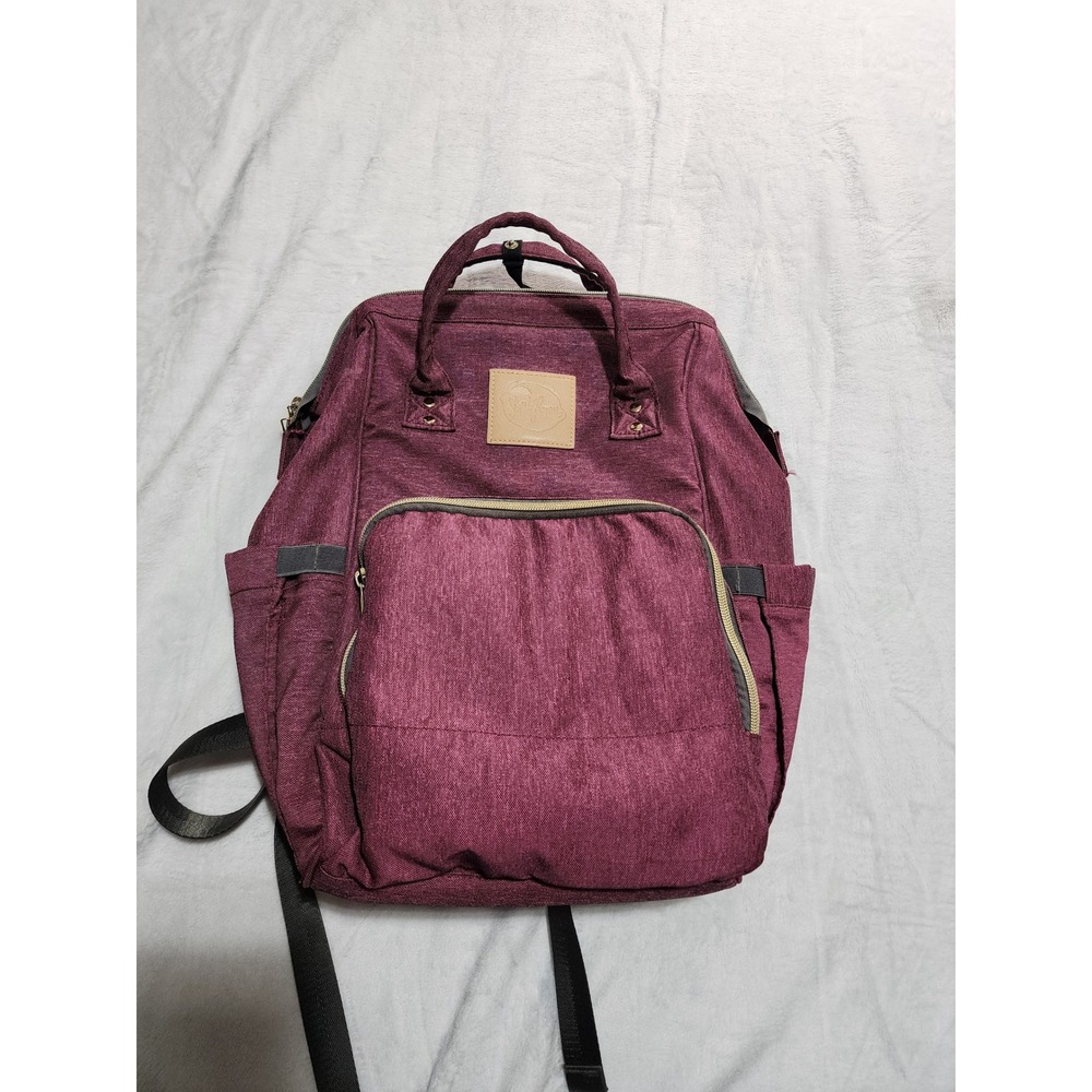 Saint Lemon Diaper Bag Backpack Women OS Burgundy Wide Opening Canvas